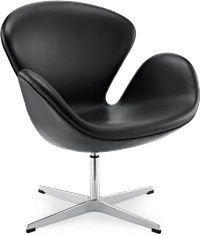 The Swan Chair  Premium Leather/With piping/Black  image.