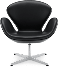 The Swan Chair  Premium Leather/With piping/Black  image.