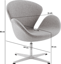 The Swan Chair  Wool/Without piping/Light Pebble Grey image.
