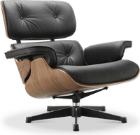 Eames Style Lounge Chair 670 Italian Leather/Black/Walnut Veneer image.