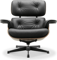 Eames Style Lounge Chair 670 Italian Leather/Black/Walnut Veneer image.