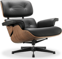 Eames Style Lounge Chair 670 Premium Leather/Black/Walnut Veneer image.