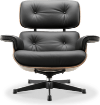 Eames Style Lounge Chair 670 Premium Leather/Black/Walnut Veneer image.