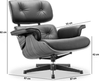 Eames Style Lounge Chair 670 Premium Leather/Black/Rosewood image.