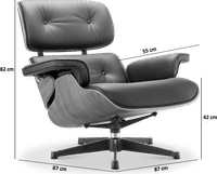 Eames Style Lounge Chair 670 Italian Leather/Black/Walnut Veneer image.