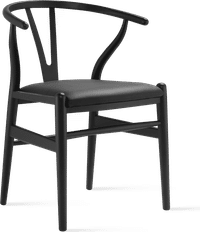 Wishbone (Y) Chair - CH24 - Black - Black Leather Lacquered/Black image.