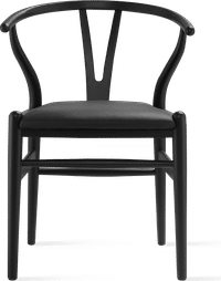 Wishbone (Y) Chair - CH24 - Black - Black Leather Lacquered/Black image.