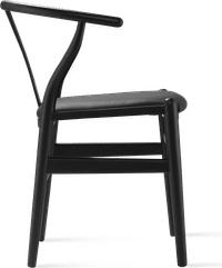 Wishbone (Y) Chair - CH24 - Black - Black Leather Lacquered/Black image.