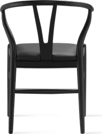 Wishbone (Y) Chair - CH24 - Black - Black Leather Lacquered/Black image.