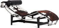 LC4 Style Chaise Longue Premium Leather/Brown + White + Black image.
