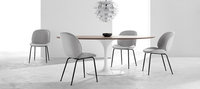 Beetle Style Dining Chair - Full Upholstered Velvet Grey Velvet/Black image.