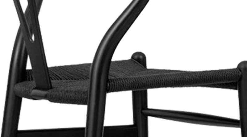Silla Wishbone (Y) - CH24 - Negro - Cordón negro