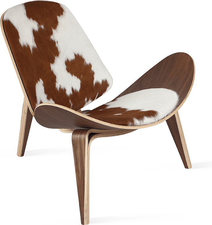 Shell Chair (CH07) Premium Leather/Brown Cowhide/Rosewood image.