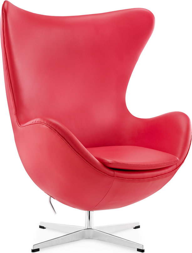 The Egg Chair Premium Leather/With piping/Red image.