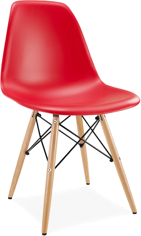 DSW Style Chair Red/Light Wood image.