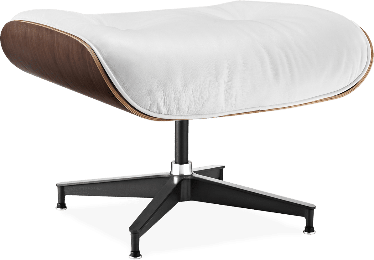 Eames Style Lounge Stool H Miller Version Premium Leather/White/Rosewood image.