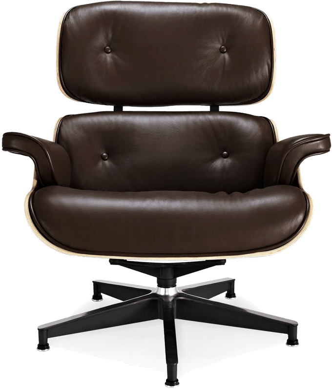 Eames Style Lounge Chair H Miller Version Italian Leather/Mocha/Walnut image.