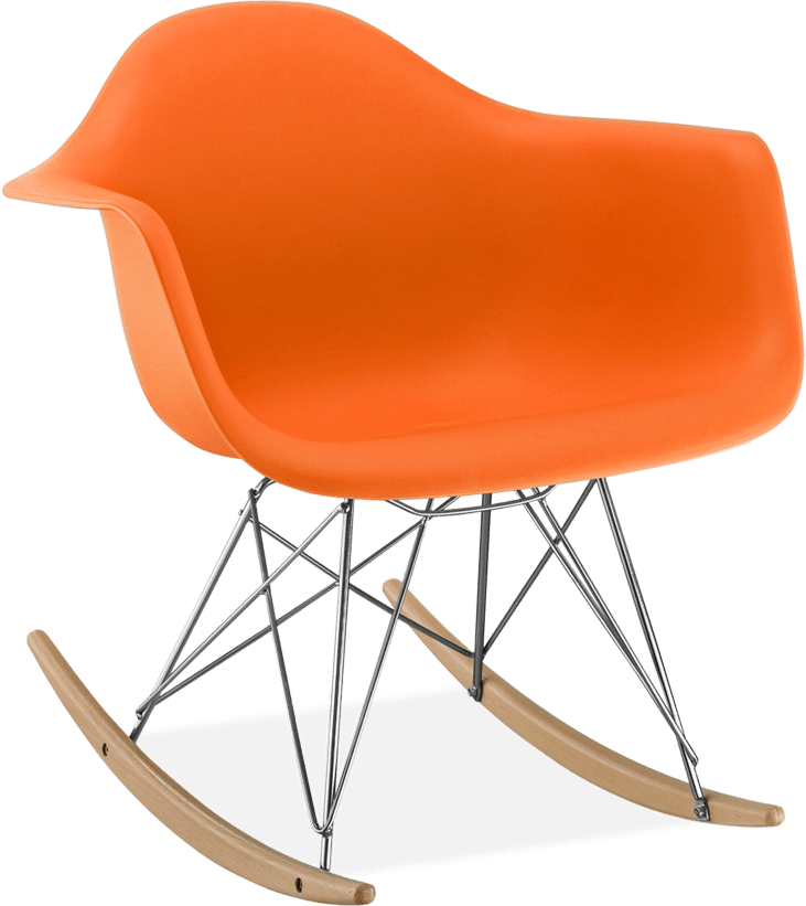 RAR Style Plastic Rocking Chair    Orange/Light Wood image.