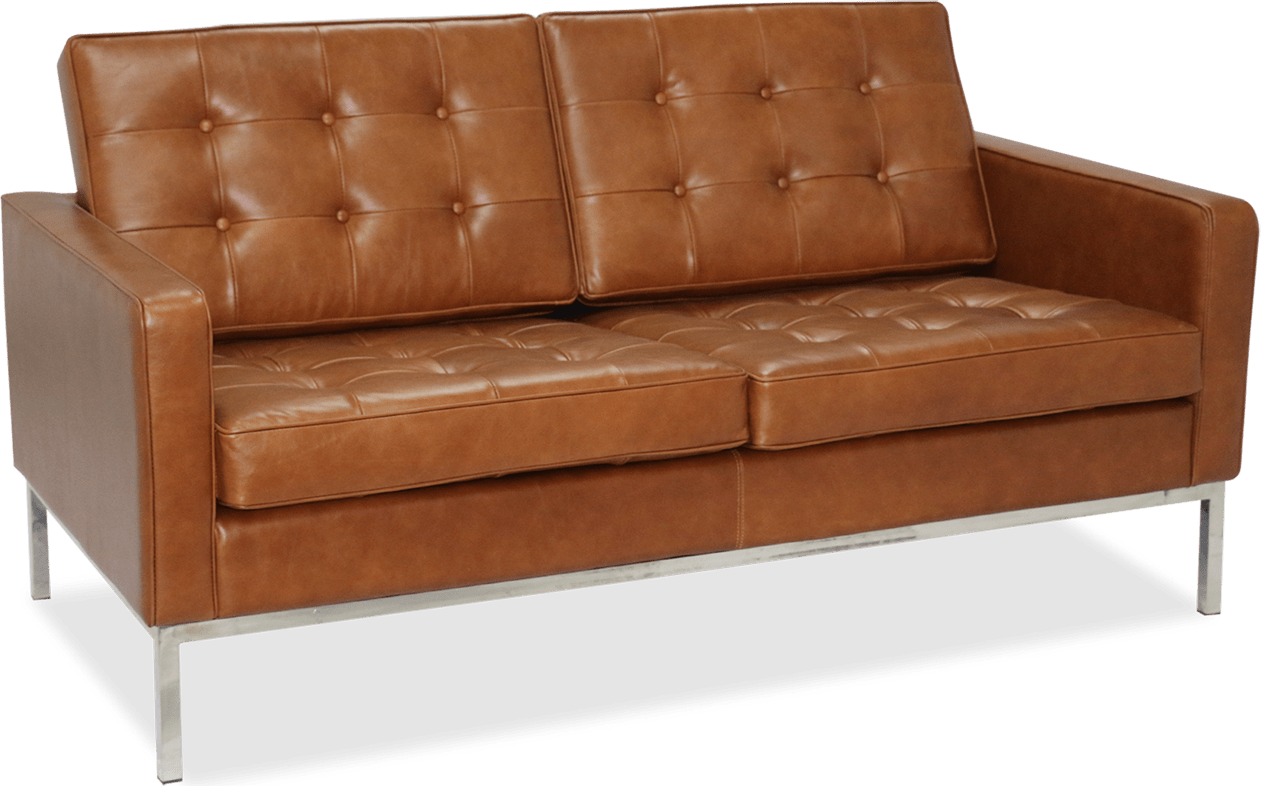 Knoll 2 Seater Sofa Premium Leather/Dark Tan image.