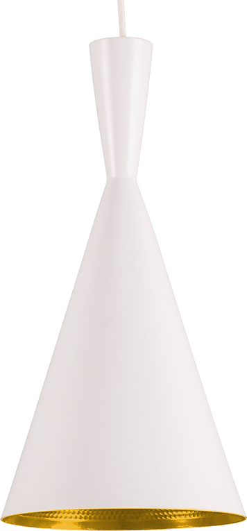Beat Pendant Light - Tall White / Gold image.