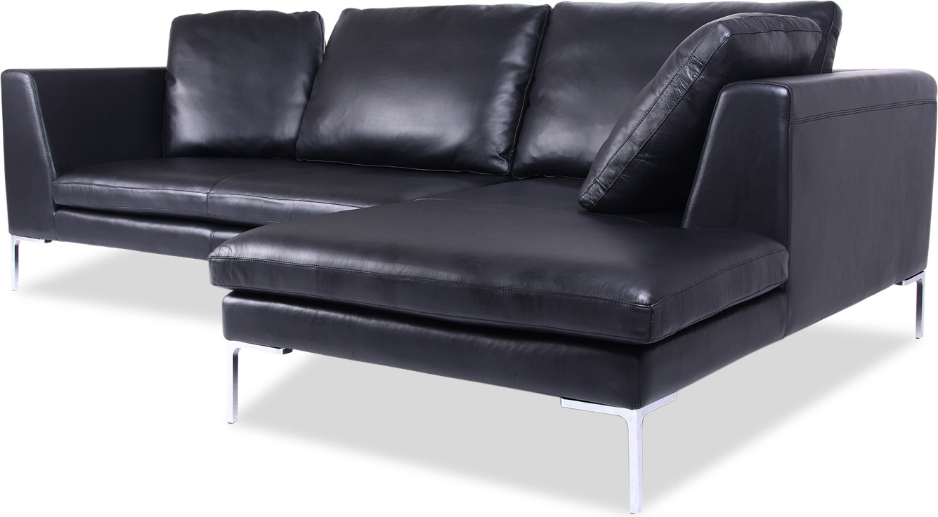 Charles Sofa Black /RIGHT CHAISE image.