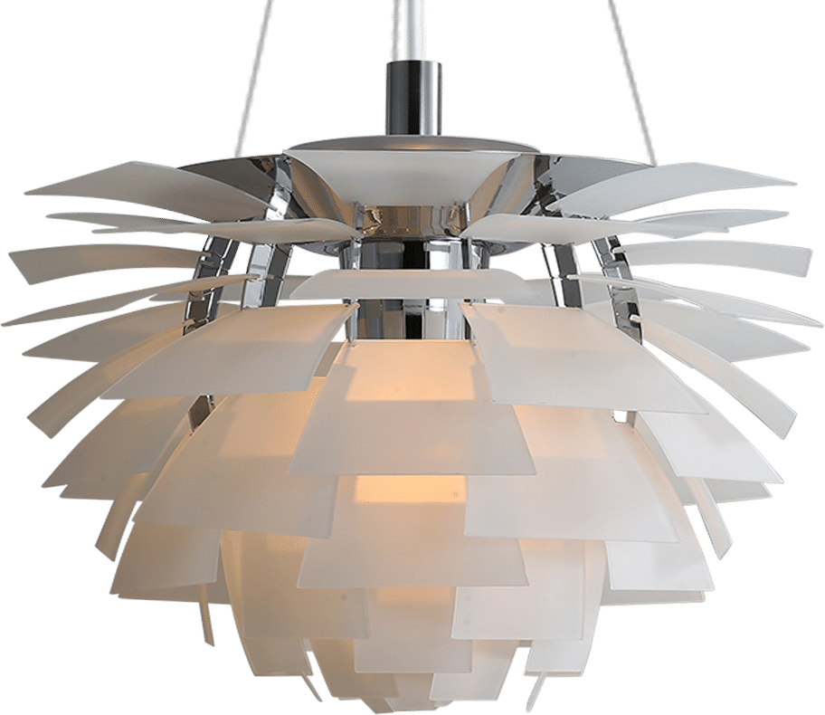 Artichoke Lamp - Glass White White Glass - Opaque/60 CM image.