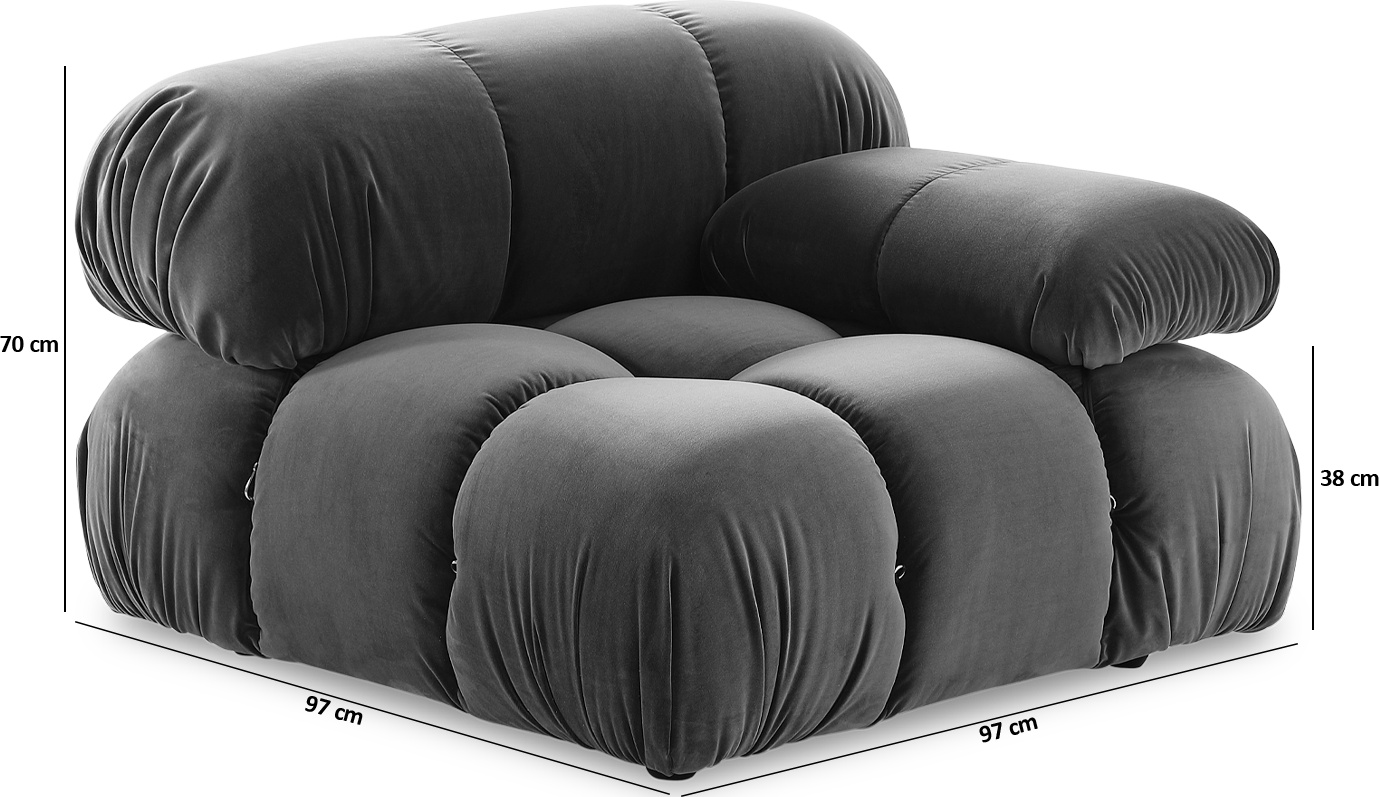 りん Camdeboo モヘア混 トゥモローランド×ウィリアムハルステッド Camaleonda Left Arm Sofa – Dark Red Velvet | Mobelaris