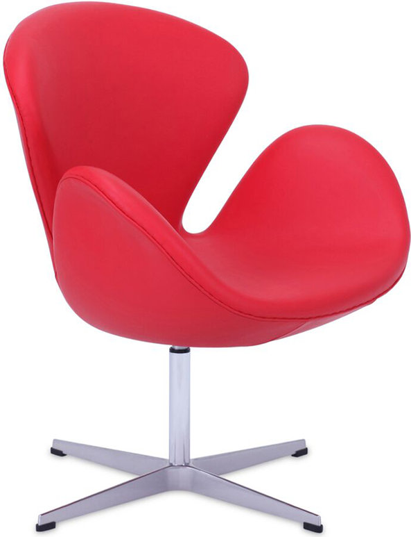 The Swan Chair  Italian Leather/With piping/Red image.