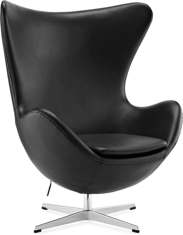 The Egg Chair Premium Leather/Without piping/Dark Pebble Grey image.