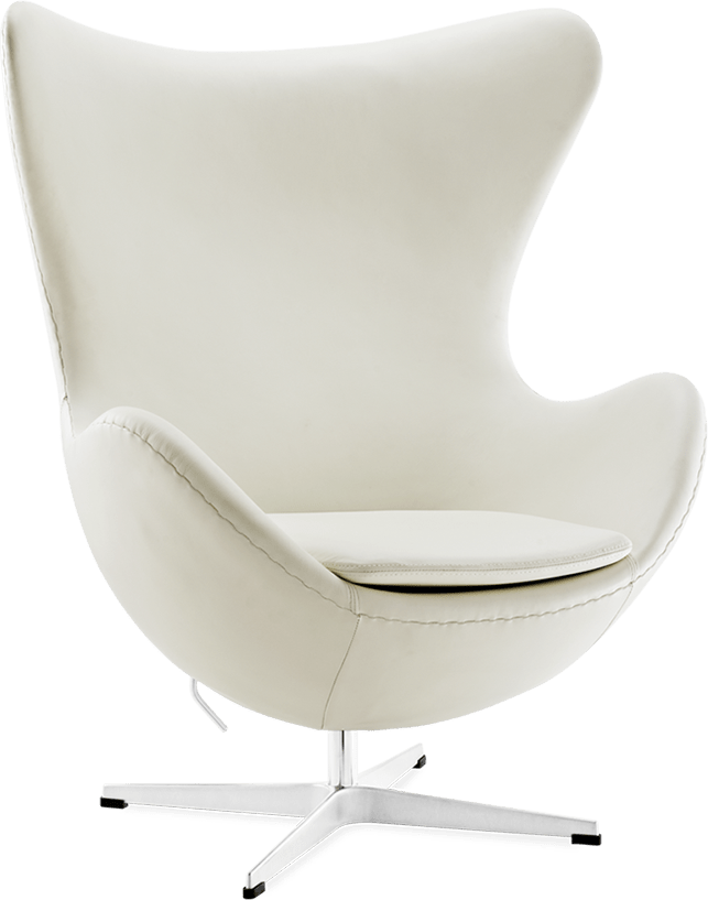 The Egg Chair Premium Leather/Without piping/White image.