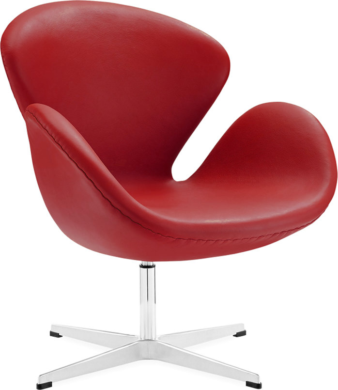 The Swan Chair  Italian Leather/Without piping/Red image.