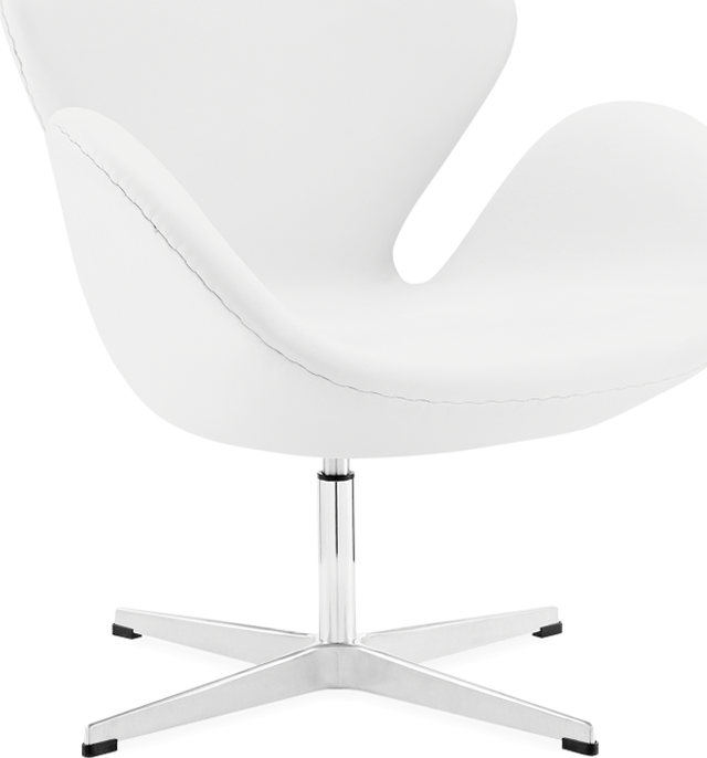 The Swan Chair  Premium Leather/Without piping/White image.