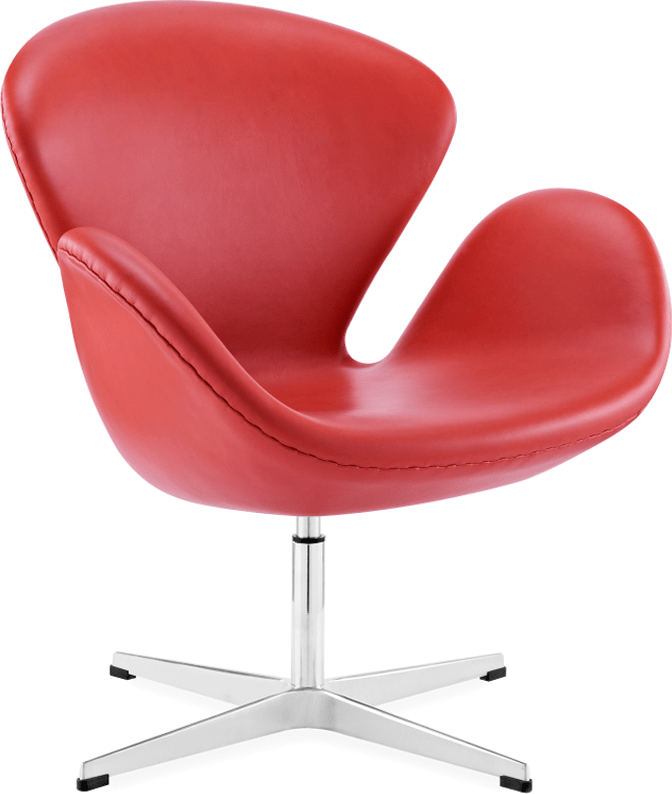 The Swan Chair  Premium Leather/Without piping/Red image.