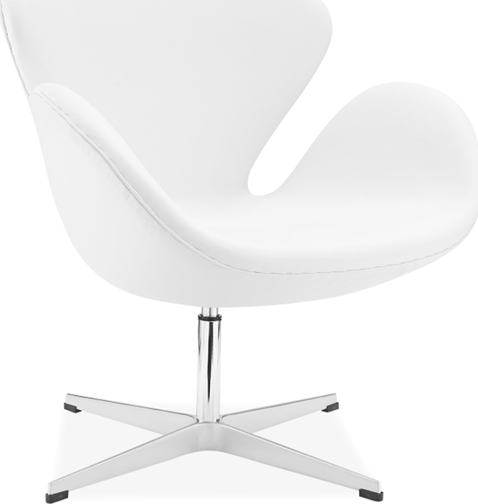 The Swan Chair  Premium Leather/With piping/White image.