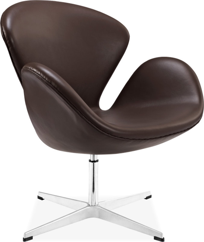 The Swan Chair  Premium Leather/With piping/Mocha image.