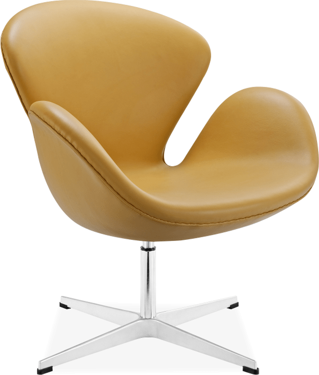 The Swan Chair  Premium Leather/With piping/Camel image.