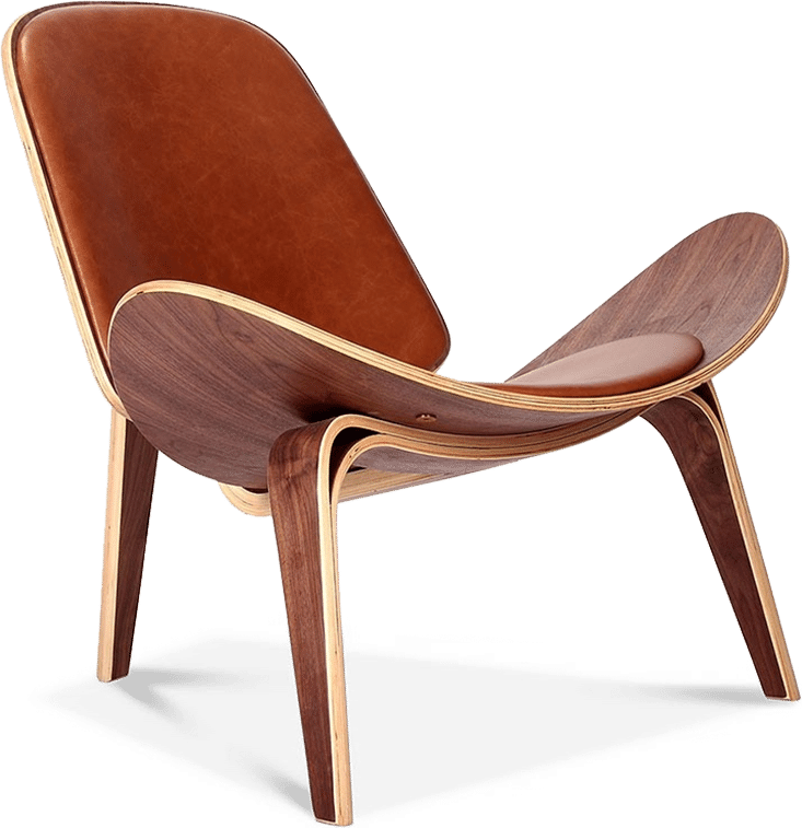 Shell Chair (CH07) Premium Leather/Dark Tan/Rosewood image.