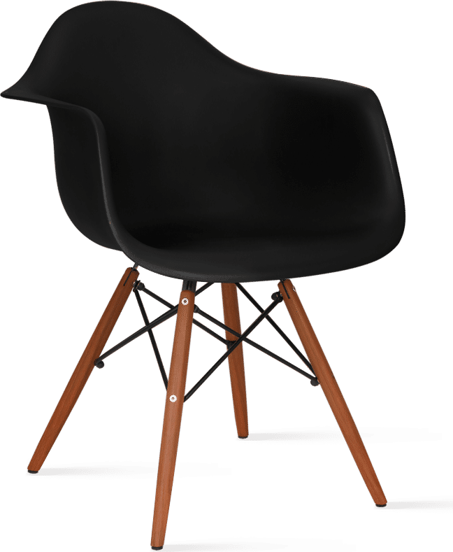 DAW Style Plastic Dining Chair Black/Dark Wood image.