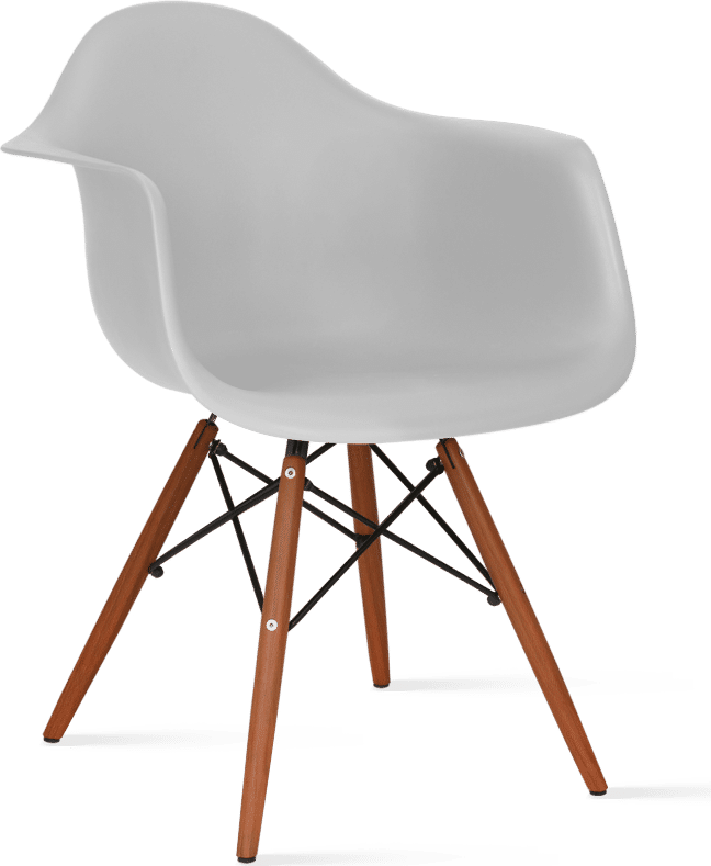 DAW Style Plastic Dining Chair Light Grey/Dark Wood image.