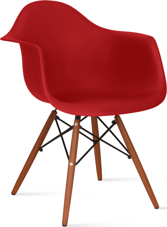 DAW Style Plastic Dining Chair Red/Dark Wood image.