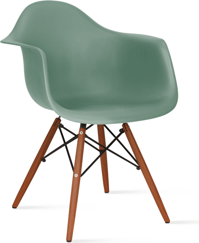 DAW Style Plastic Dining Chair Teal/Dark Wood image.