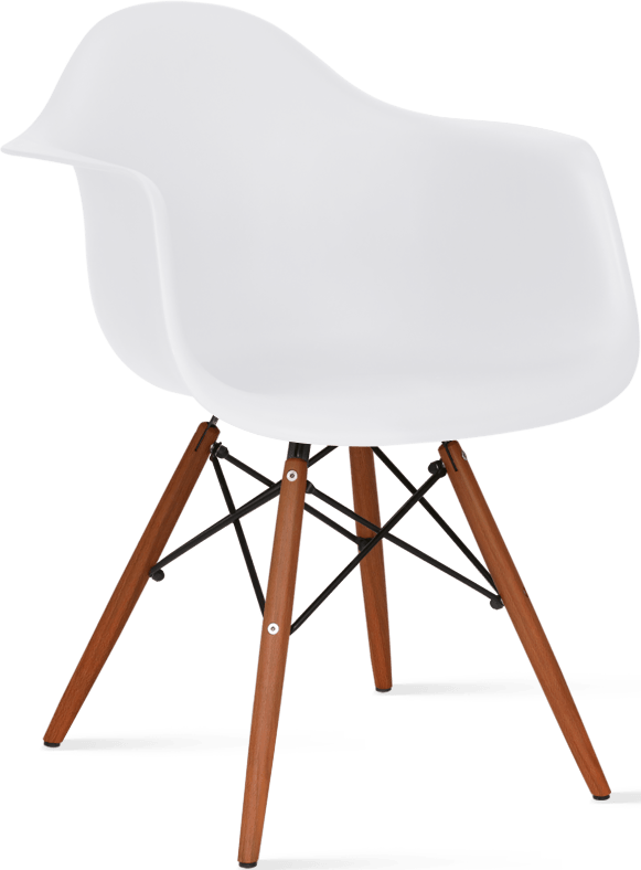 DAW Style Plastic Dining Chair White/Dark Wood image.