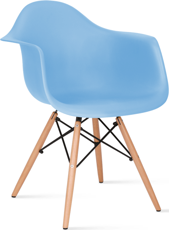 DAW Style Plastic Dining Chair Light Blue/Light Wood image.
