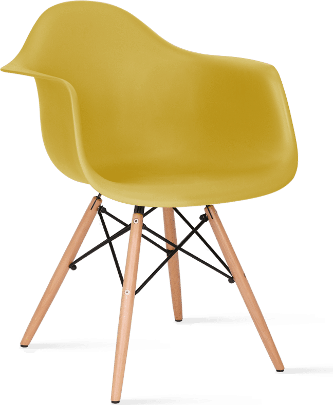 DAW Style Plastic Dining Chair Mustard/Light Wood image.