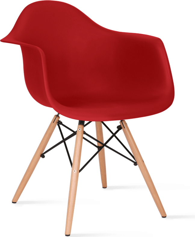 DAW Style Plastic Dining Chair Red/Light Wood image.