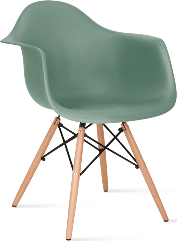 DAW Style Plastic Dining Chair Teal/Light Wood image.