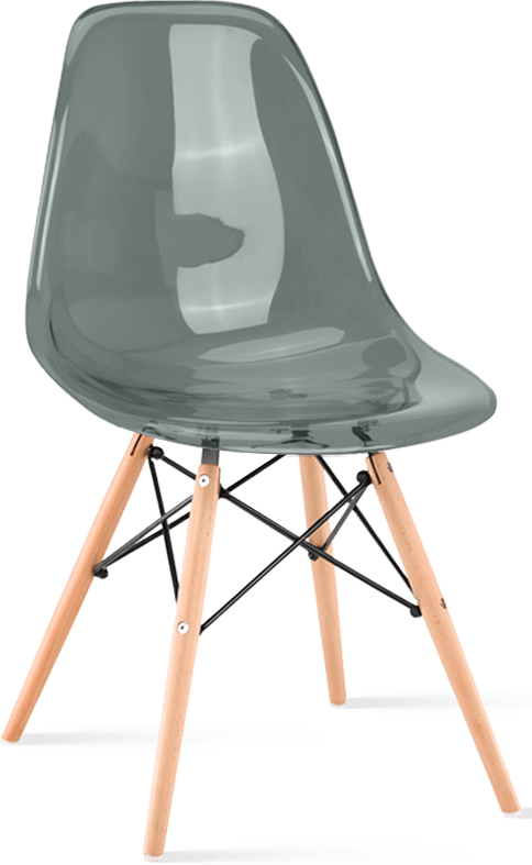 DSW Style Transparent Chair Moss Grey/Light Wood image.
