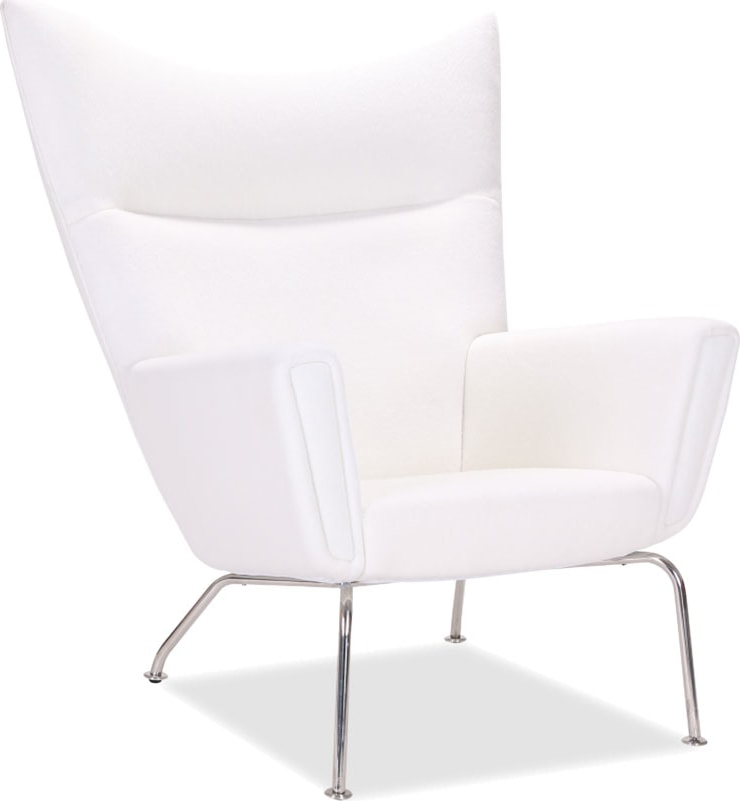 CH445 - Wing Chair Wool/White image.