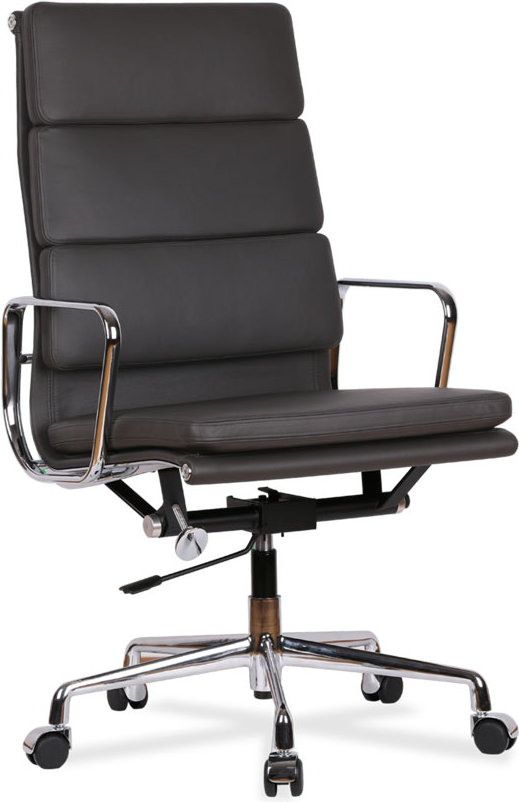 Eames Style Office Chair EA219 Leather Grey image.