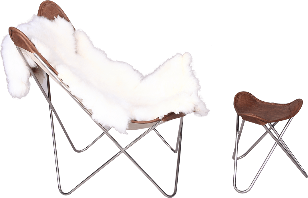 White fluffy store butterfly chair